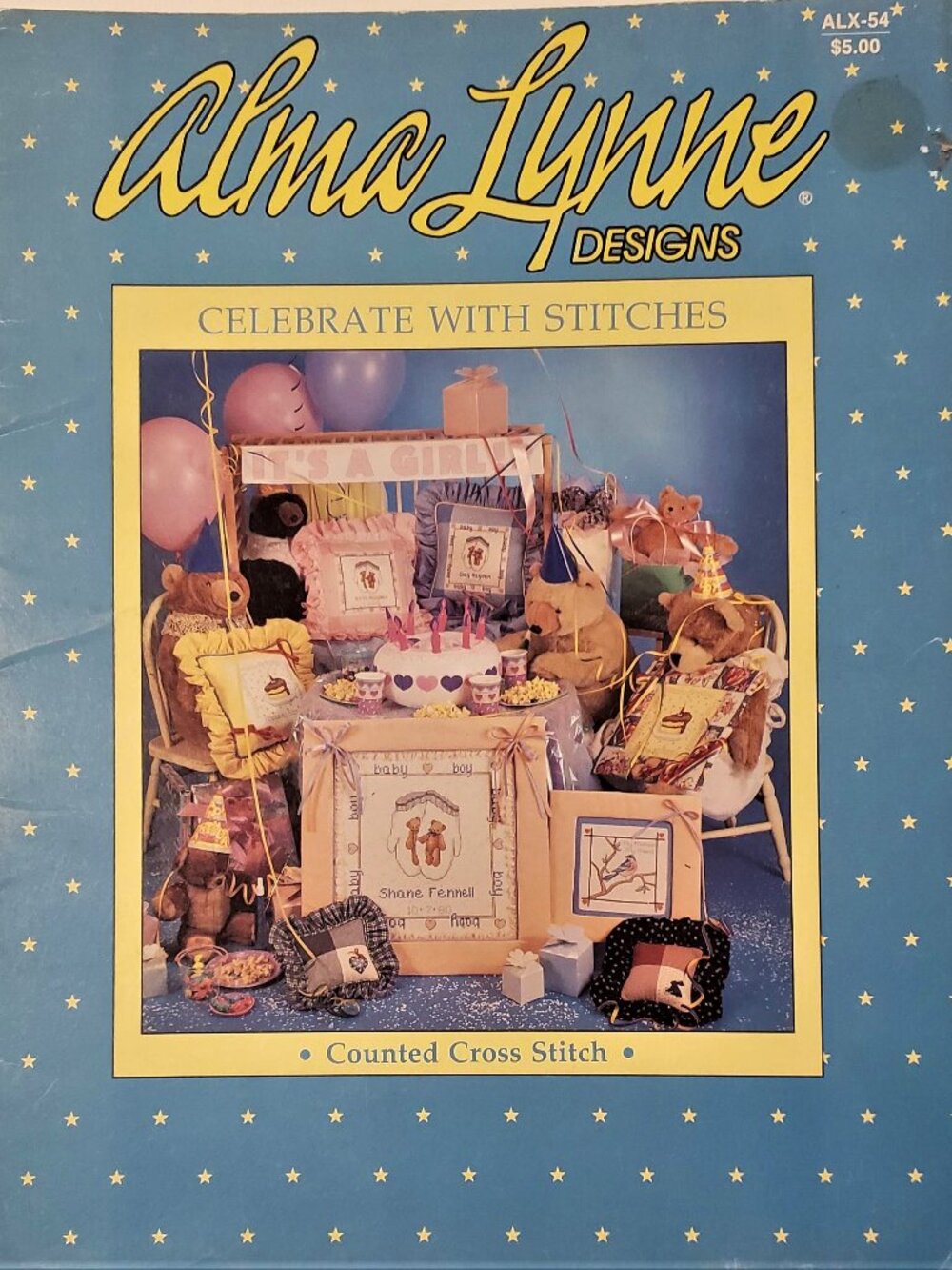Alma Lynne Celebrate With Stitches Baby Announcement ALX54 Cross Stitch Child